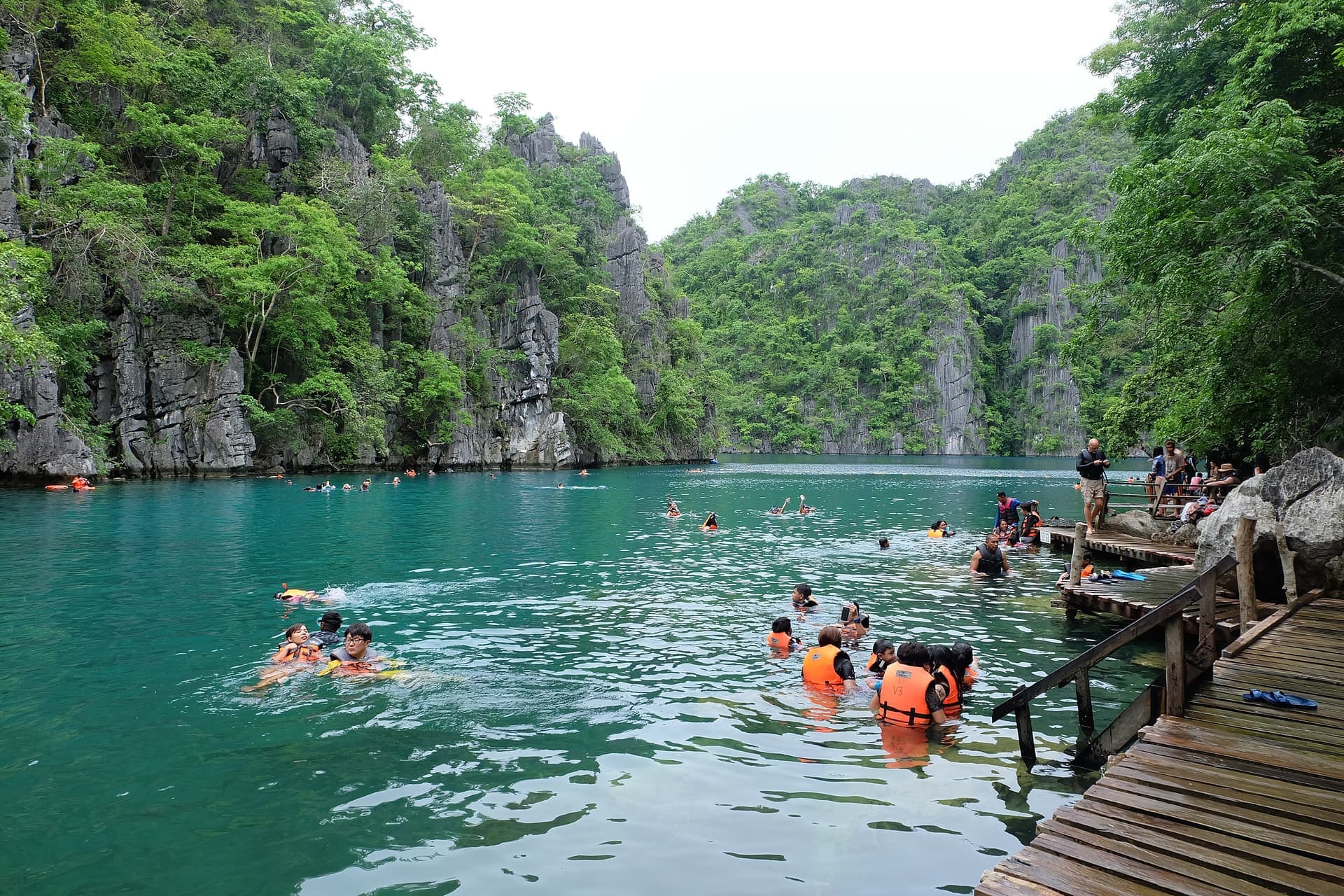 Kayangan Lake in Coron, Palawan, surrounded by limestone cliffs
